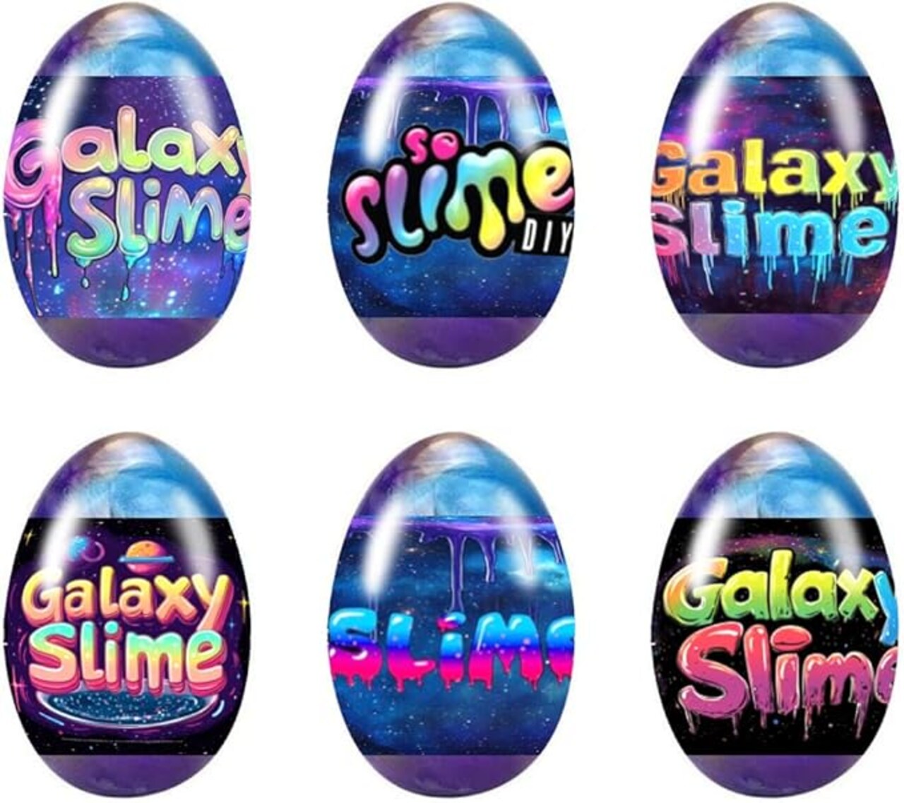 6 Pcs Easter Galaxy Slime Eggs Stress Relief Toys for Kids Boys Girls Easter Basket Stuffers Eggs Fillers Party Favors Gifts